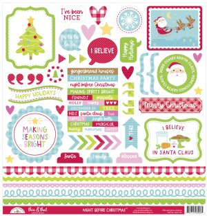 Doodlebug - Cardstock Stickers - Night Before Christmas