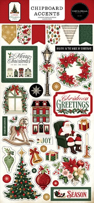 Echo Park - Chipboard Accents - A Vintage Christmas