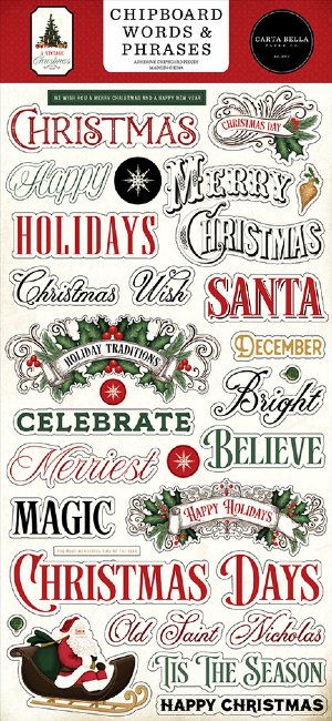 Echo Park - Chipboard Words & Phrases - A Vintage Christmas