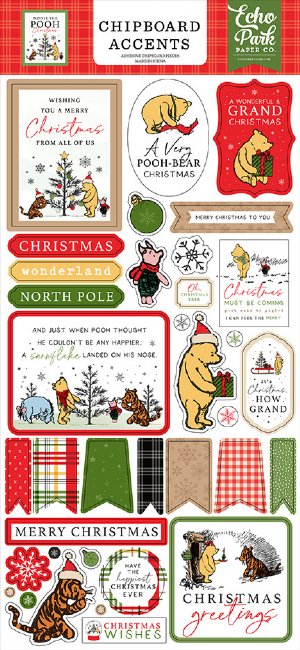 Echo Park - Chipboard Accents - Winnie The Pooh Christmas