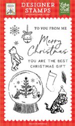 Echo Park - Clear Stamp - Winnie The Pooh Christmas - Snow Globe Scene