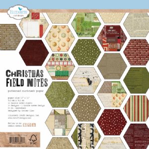 Elizabeth Craft - 12X12 Cardstock -Christmas Field Notes