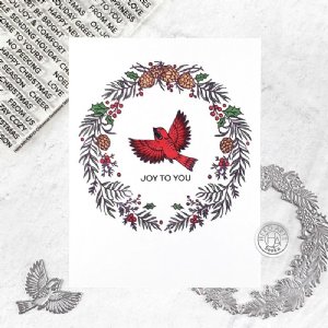 Hero Arts - Foil & Press Plate - Wreath & Finch