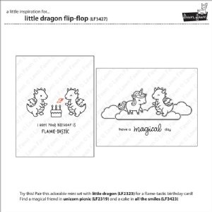 Lawn Fawn - Clear Stamp - Little Dragon Flip-Flop