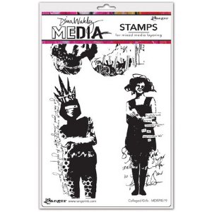 Dina Wakley MEdia - Cling Stamp - Collaged Girls