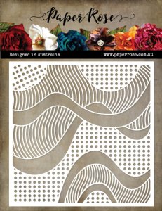 Paper Rose  - Stencil - Patterned Waves