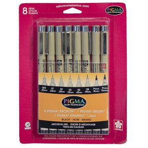 Pigma - Pen Set - All Black (8 pc)