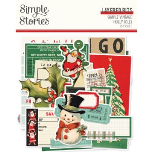 Simple Stories - Layered Bits & Pieces - Vintage Holly Jolly