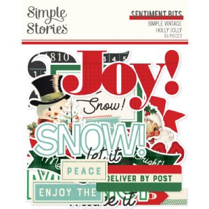 Simple Stories - Sentiment Bits & Pieces - Vintage Holly Jolly