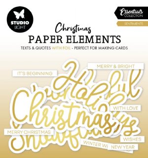 Studio Light - Paper Elements - Christmas Sentiments, Gold 