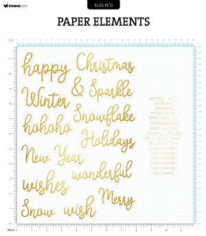 Studio Light - Paper Elements - Christmas Sentiments, Gold 